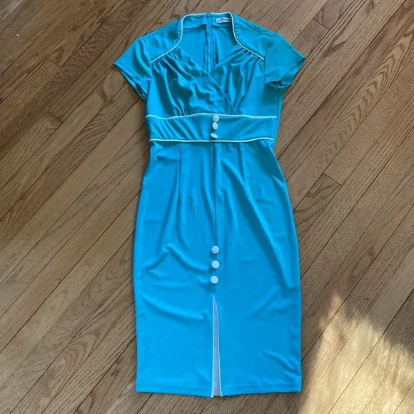 Pinup Wiggle 1940's Deco Dress sz Med - Picture 1 of 3